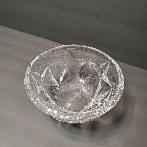 Vintage Tiffany Glass Bowl, Star Design, Cut Lead Crystal 8" Signed, Informatica - Picture 3 of 10